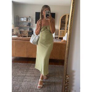Abercrombie & Fitch Strapless Twist-Front Maxi Dress in Light Green